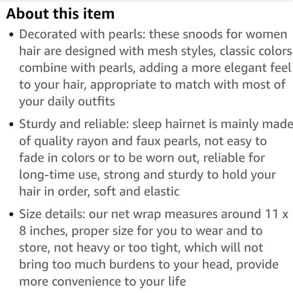 MTLEE Silver Pearl Snoods for Women x2 (Hair Net Pearl Crochet Mesh Hairnet) NWT - Picture 4 of 7